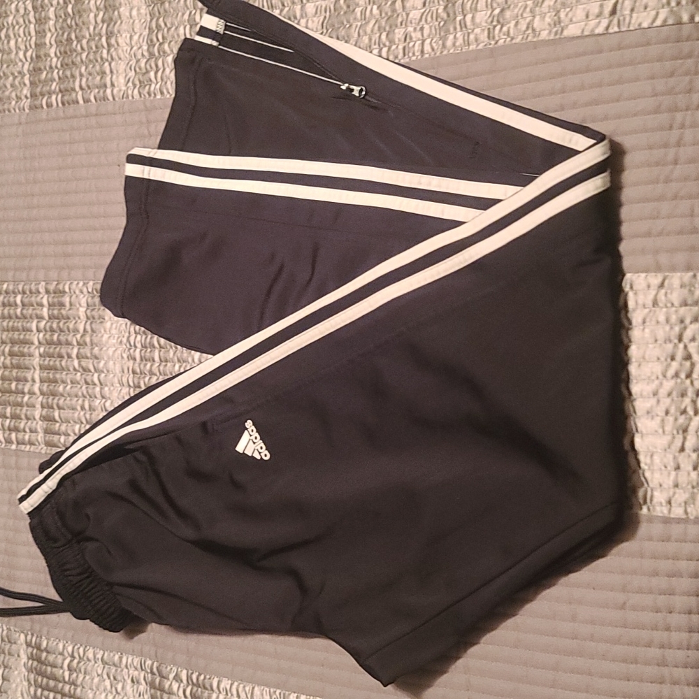 Adidas Small Black Polyester  Striped Track Pants